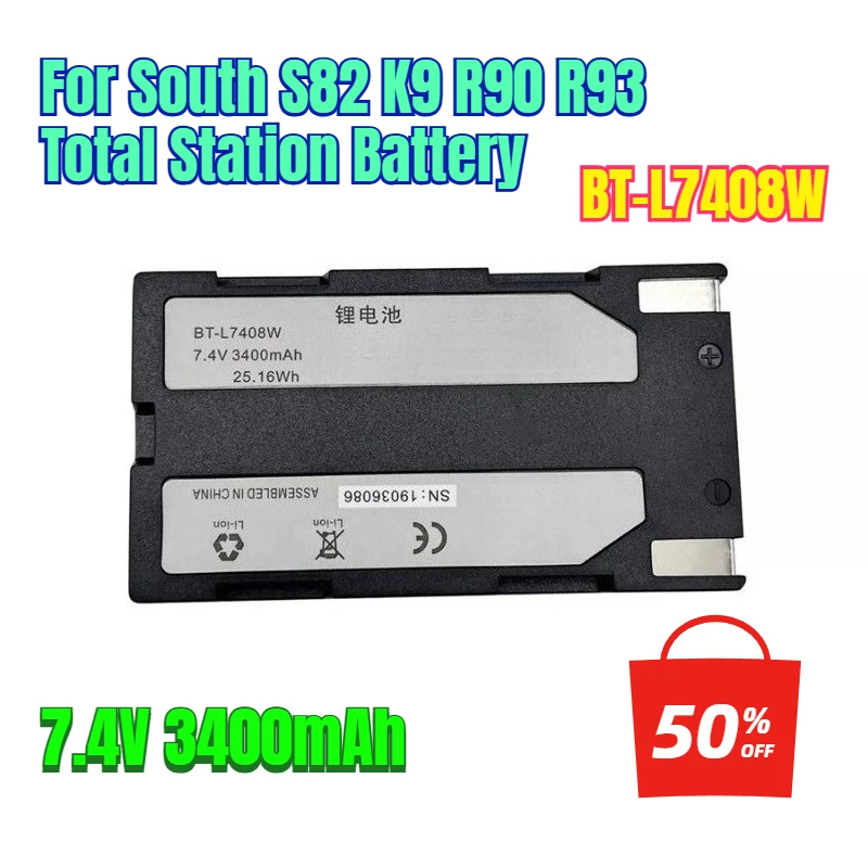 

7.4V 3400mAh BT-L7408W for South S82 K9 R90 R93 Total Station Battery