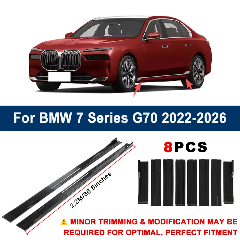 Aerodynamic 2.2m Sectional Side Skirt Extension Lips Racing Side Spoiler For BMW 7 Series G70 2022-2026 2023 Sport Upgrade Kit