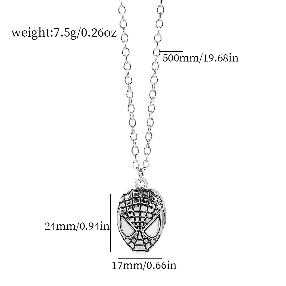 Superhero Spider Man Mask Pendant Necklace Fashionable Cool Spiderman Jewelry Accessory for Men Boys Gift view 5