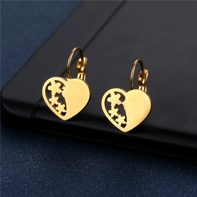 Fashion Simple Crown Star Heart Earrings Stainless Steel Punk Hiphop Geometric Stud Ear Jewelry Party Gifts For Women Girls image 4