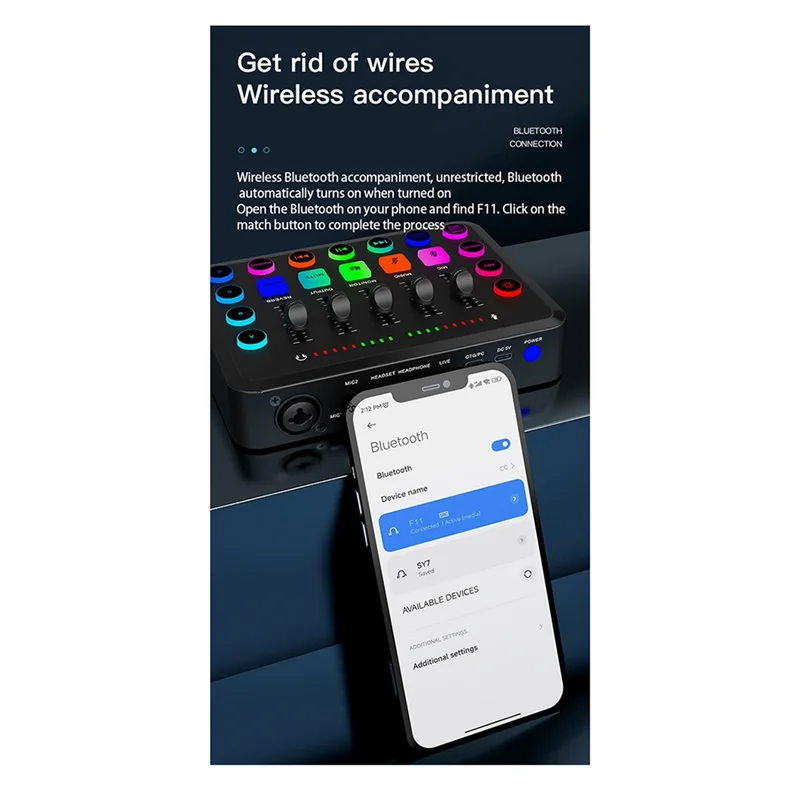 A29F-F11 48Vlive Set di schede audio Mixer a 5 canali Scheda audio Mixer audio Studio per streaming Mixer audio