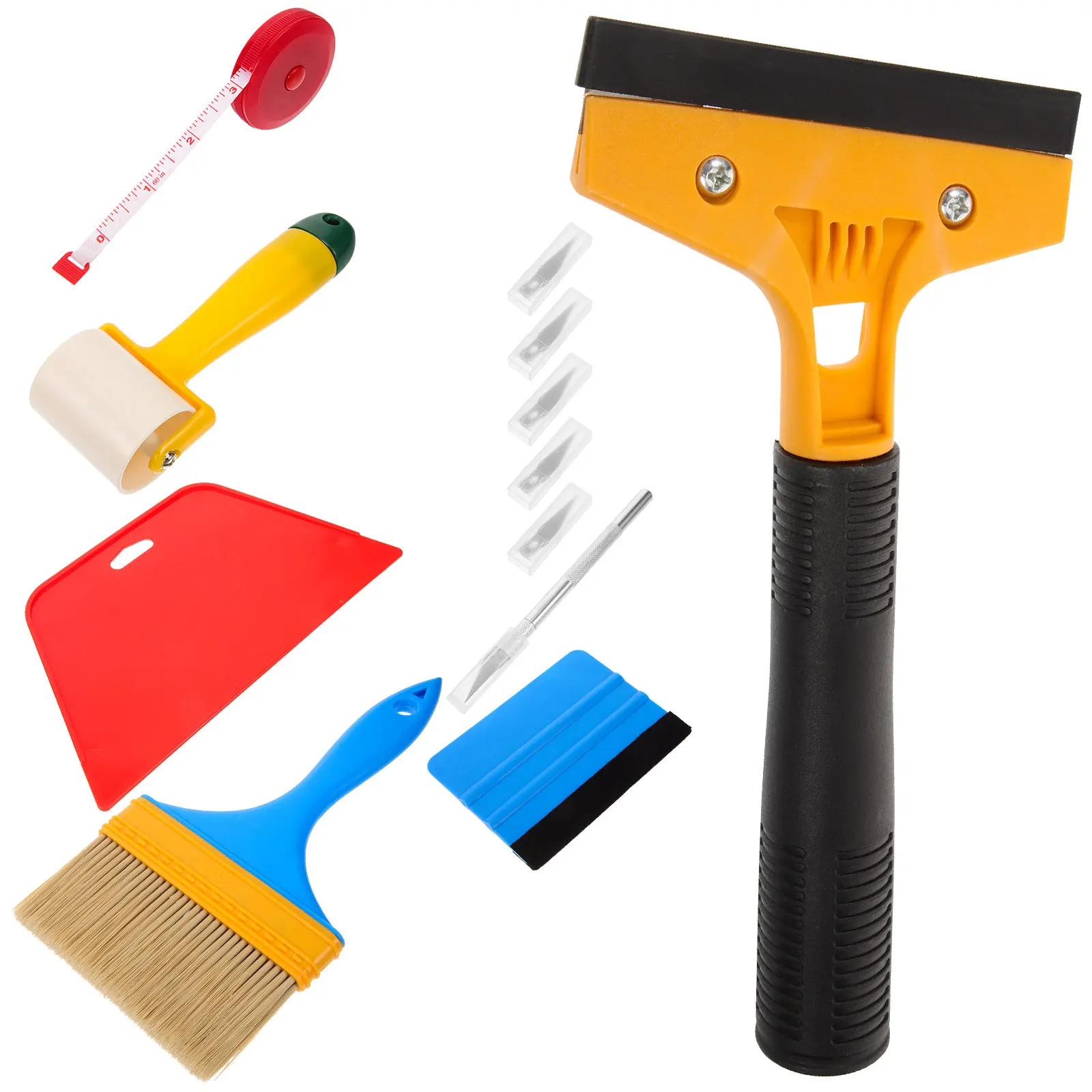 12Pcs Window Tint Tool Kit For Window Tinting Decoration Wallpaper Seam Roller Smoothing Scraper Peel Stick Film