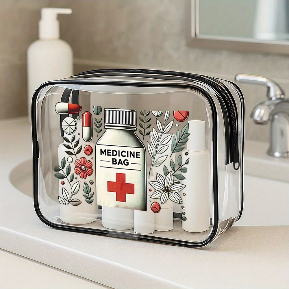 Unisex-Kulturbeutel mit medizinischem Thema – TSA-freundliche PVC-Tasche mit großem Fassungsvermögen für Reisen, Strand und Wochenende.