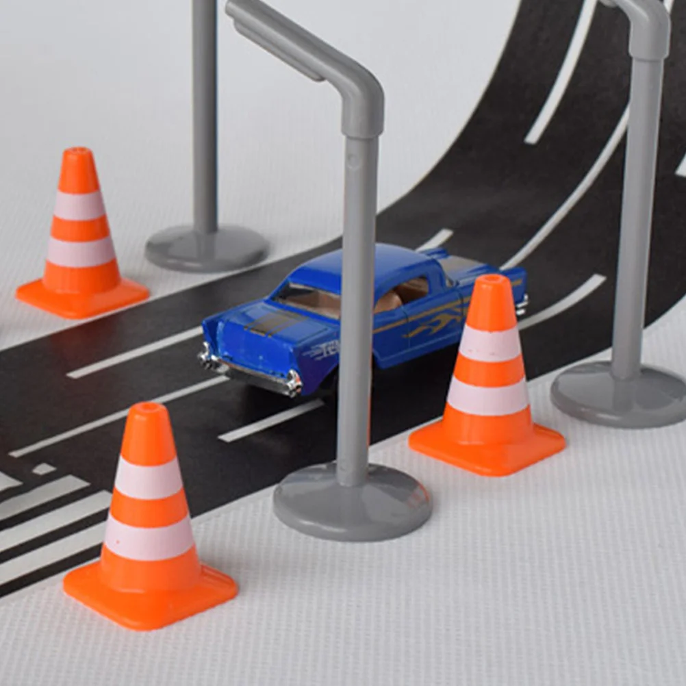 30 Pcs Roadblock Simulation Props Traffic Signs for Kids Mini Toy Play Safety Cones Plastic Toys Miniature