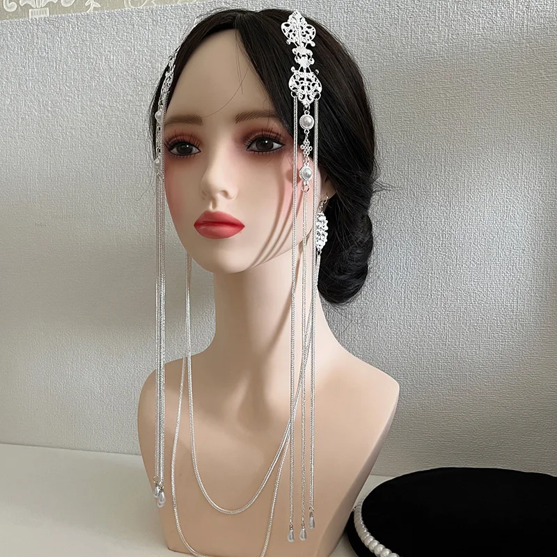 

Ethnic Style Head Chain Long Tassel Hair Jewelry Stage Performance Mongolian Headdress Chinese Hanfu Cosplay Hair Accessories