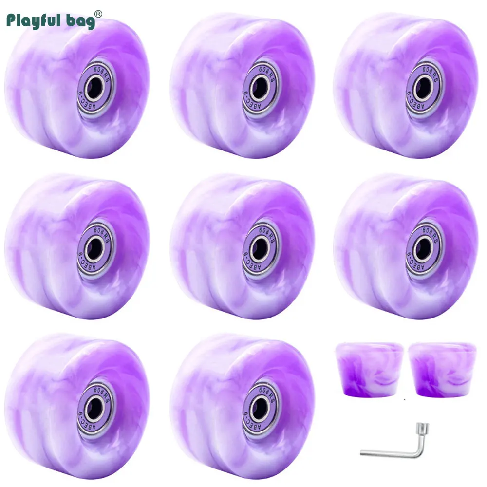 Set combinato ruote di colore misto 58x32MM per pattini a rotelle doppi PU testa freno 608RS cuscinetto 82A accessorio ruota AMB283