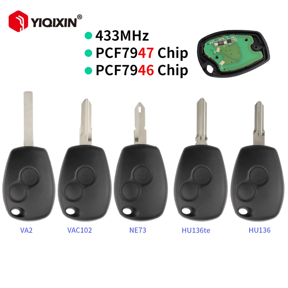 434MHz PCF7946/47 Remote Car Key For Renault Trafic Master Modus Sandero Logan Symbol Dacia Duster Logan Sandero 2012-2016