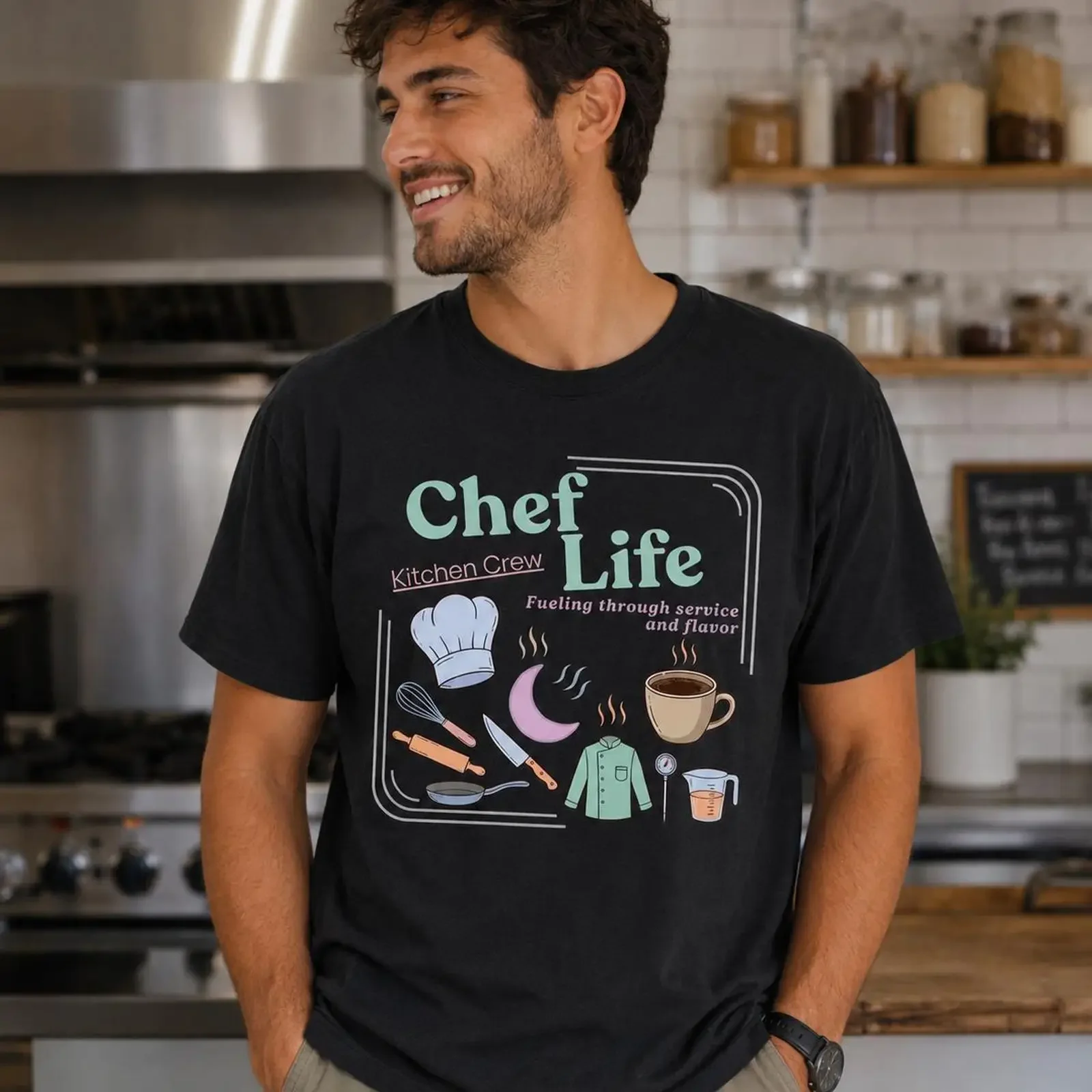 Retro Chef Life T shirt Cute Kitchen Crew Aesthetic Baker Culinary Student Vintage Pastry Cook Apparel vintage Washed graphic
