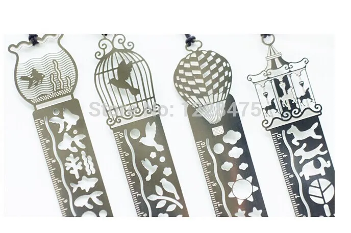 Cartoon Horse Birdcage Hollow Metal Bookmark, Régua para crianças, presente do estudante, material escolar, 1Pc por lote