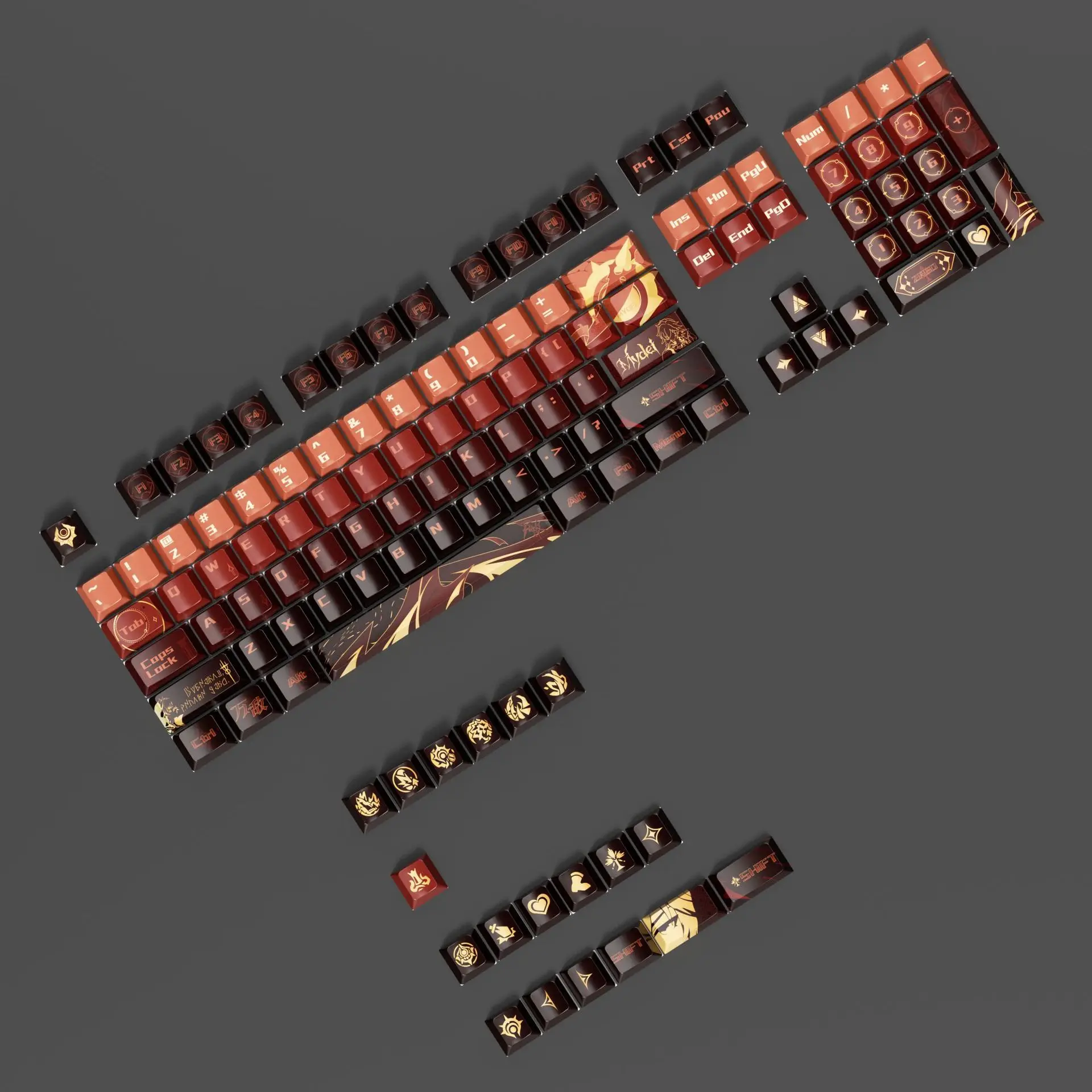 Wandi theme five-sided sublimation personalized keycap 133-key small full set of customized DIY mechanical keycaps