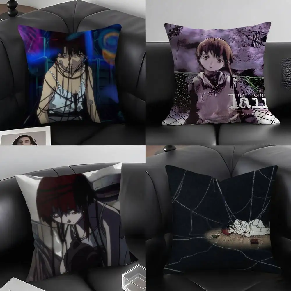 

S-Serial Experiments L-Lain Pillow Case Home Dorm Chair Back Short Plush Double-sided Printing Office Nap Time Cushion Cover