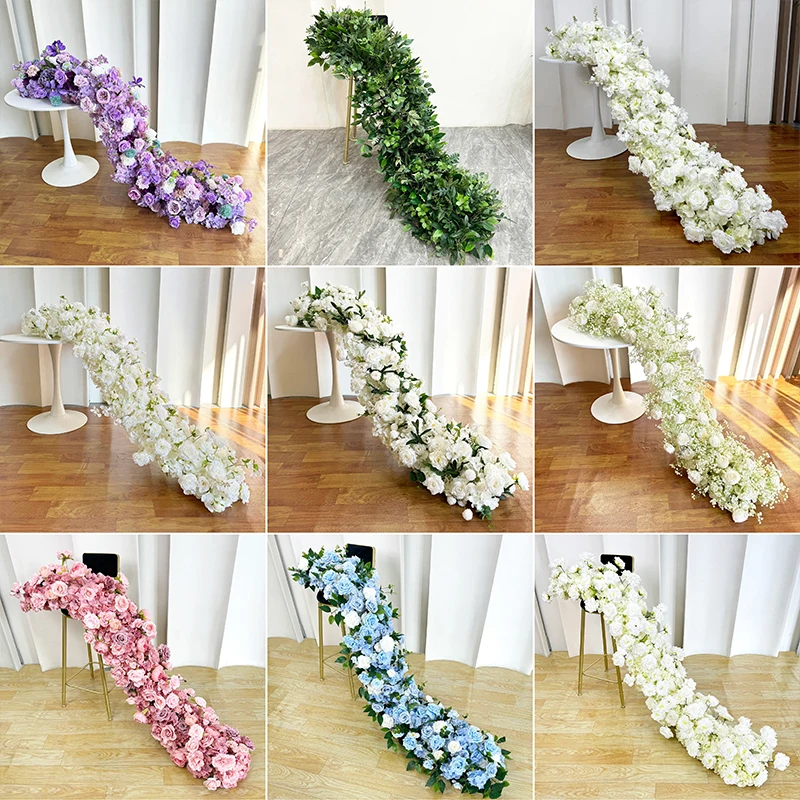 200/50 سنتيمتر الفاخرة روز زهرة اصطناعية صف الزفاف الجدول محور الزهور خلفية جدار أقواس ديكور حفلة الحدث المرحلة الأزهار