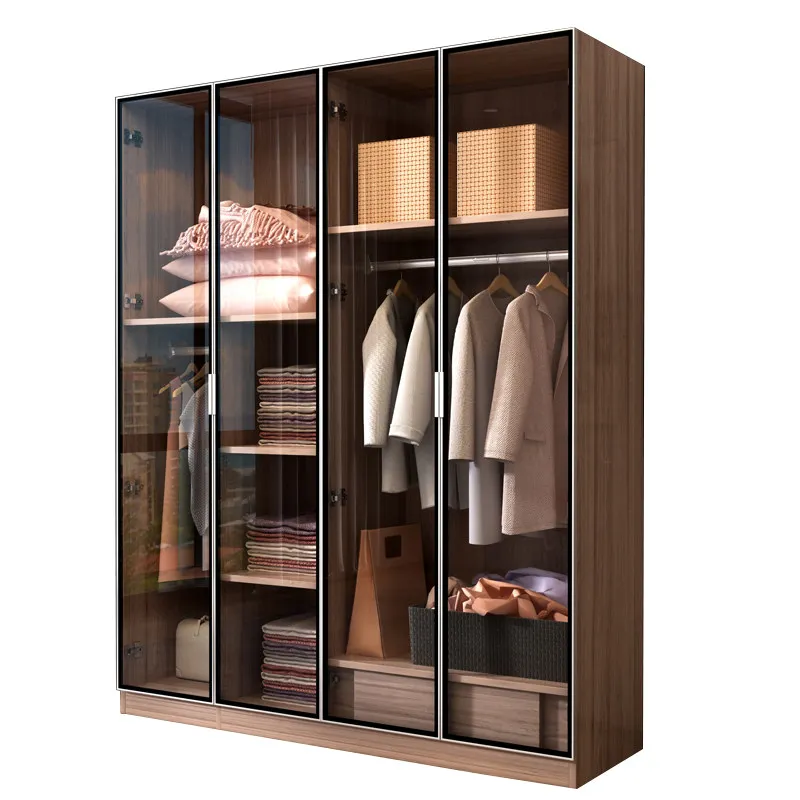 Nordic bedroom lamp, luxurious modern glass door, sliding wardrobe door