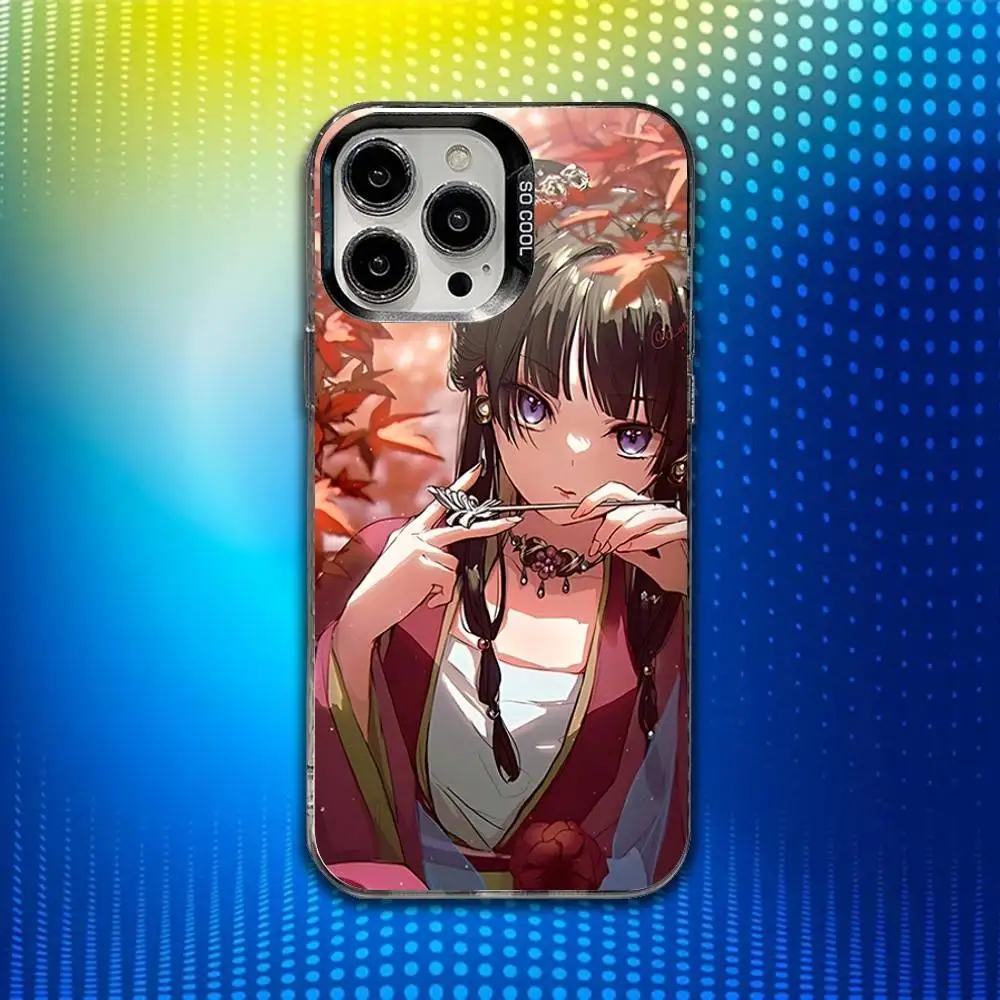 حافظة هاتف A-Apothecary Diarie Maomao لهاتف iPhone 17,16,15,14,13,12,X,8,Pro,Max,Plus,E,SE4,Air,Mini IMD أسود غير لامع