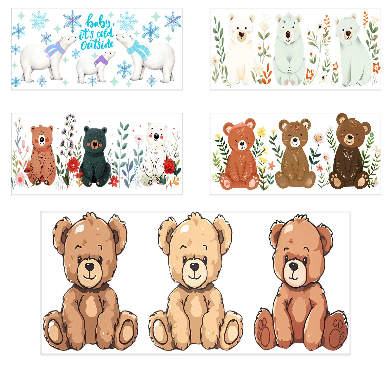 

Cartoon Bear Series easy peel waterproof DIY Decals Retro Beauty 3D transfers uvdtf crystal sticker 16oz uv dtf cup wraps