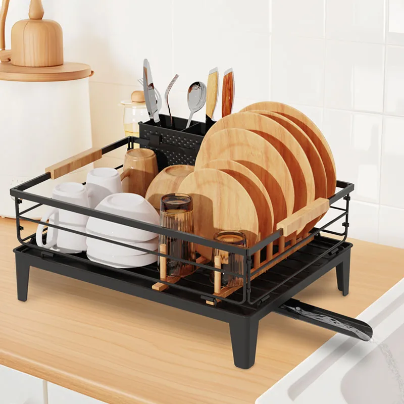 

Multifunctional Dish Drying Rack for Kitchen Counter Sink Dish Rack with Drainboard Dish Dryer Drainer With Cutlery Holders