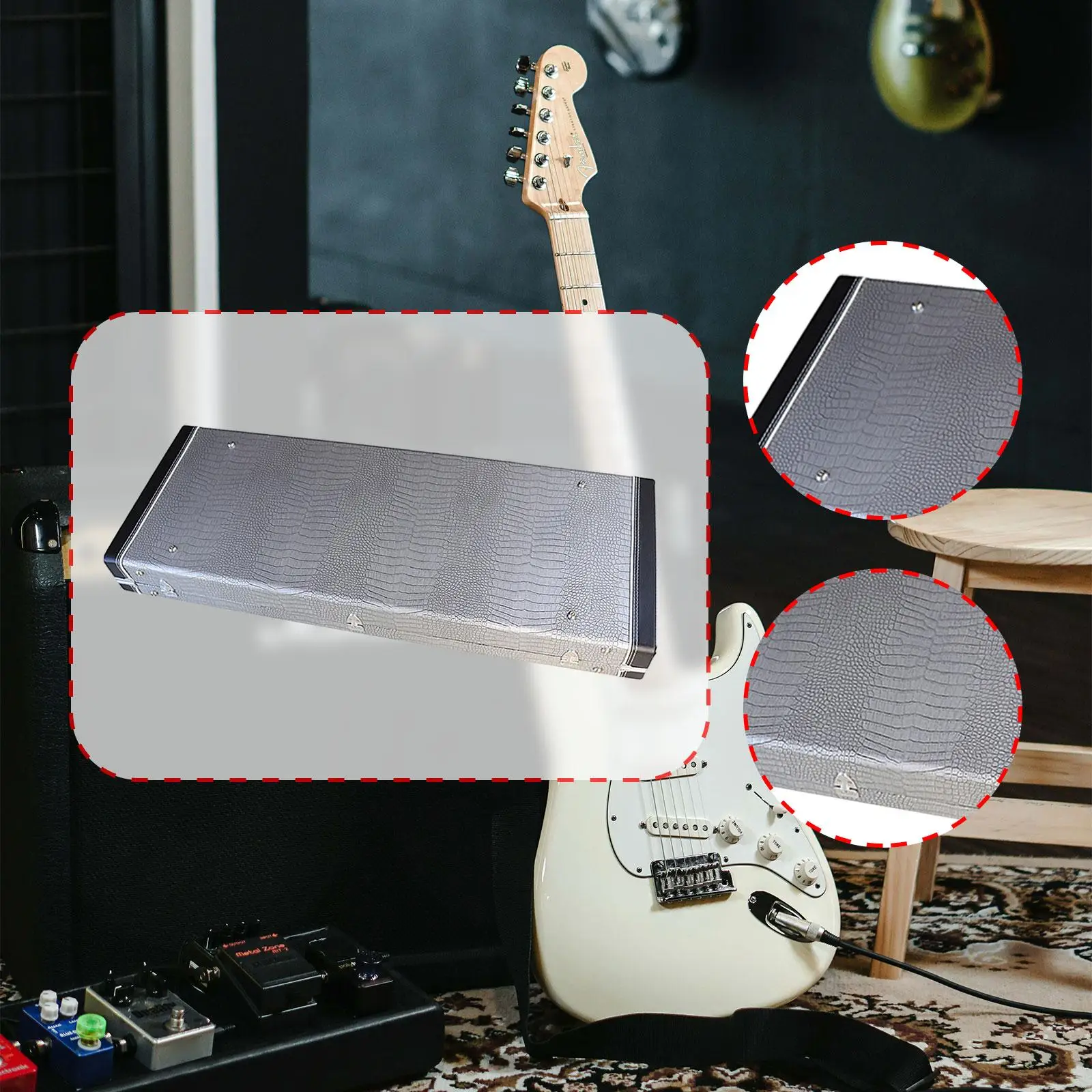 

Electric Hard Shell Case Universal Professional with Handle Rectangle Hard Shell Wood Case for Standard Electric Guitars