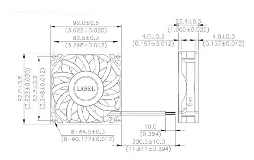 مروحة تبريد الخادم DC 48V 92x90x25mm 90MM
