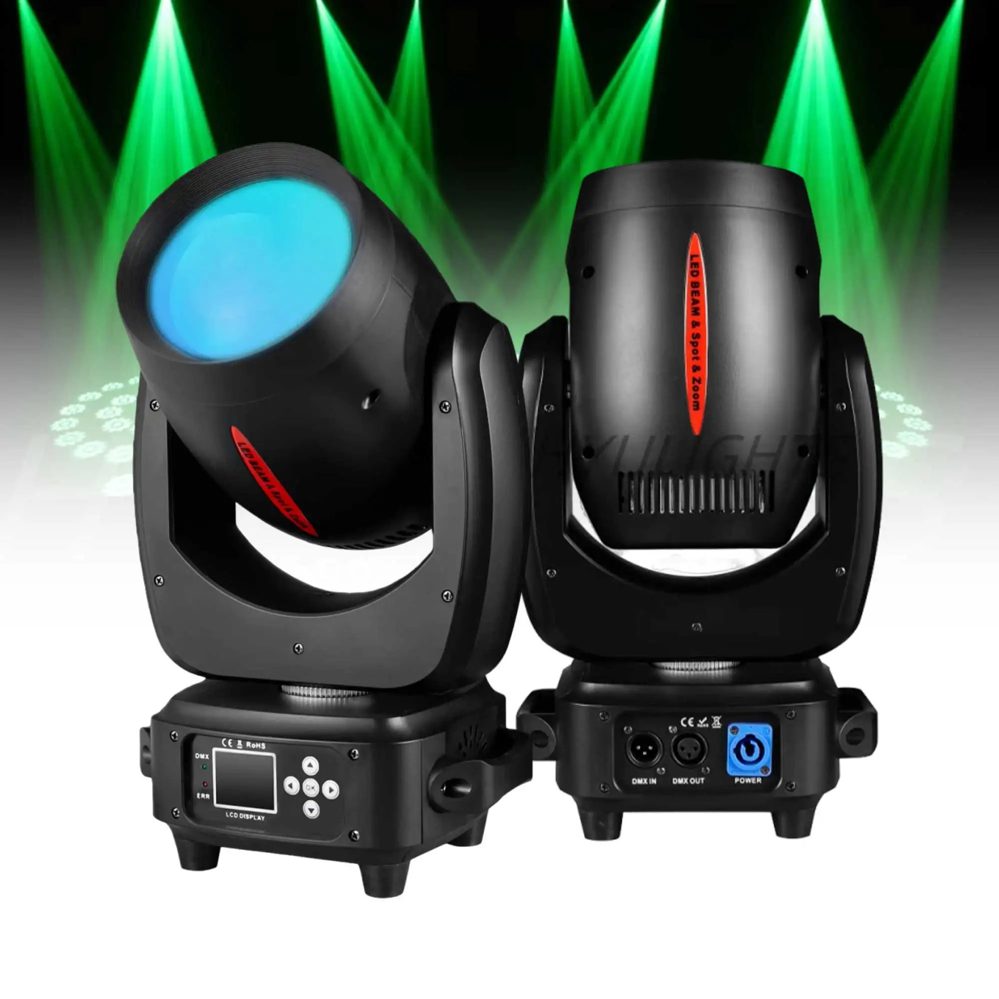2PCS 180W Beam Spot Zoom LED Moving Head Stgae Light 11 Colors 14 Gobos 14 Channels for Party KTV Concert DJ Disco Entertainment