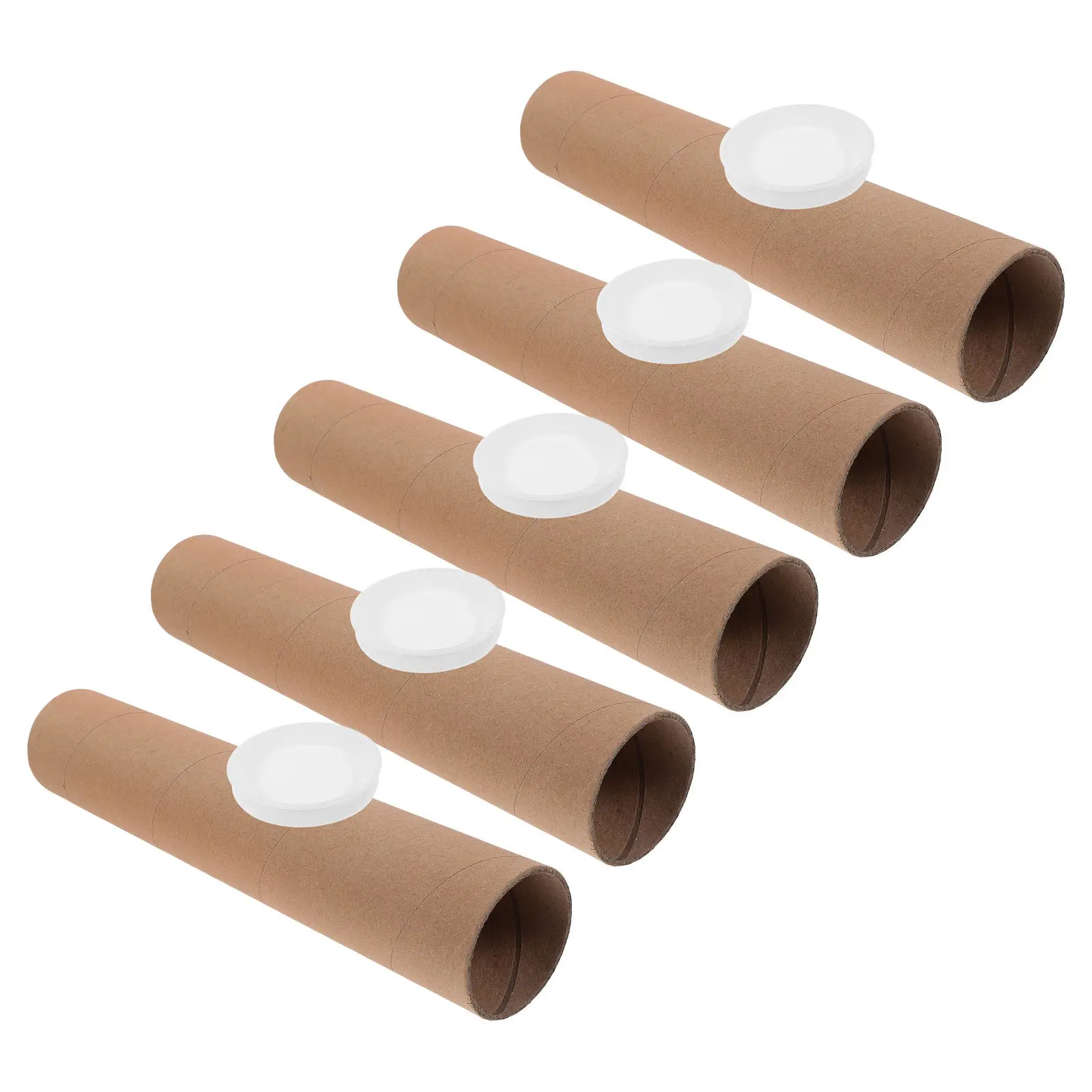 5Pcs Round Paper Tube Kraft Mailing Tube Mailers for Posters Artwork Documents Blueprints Map Storage 13.19x2.56x2.56in Reusable view 4