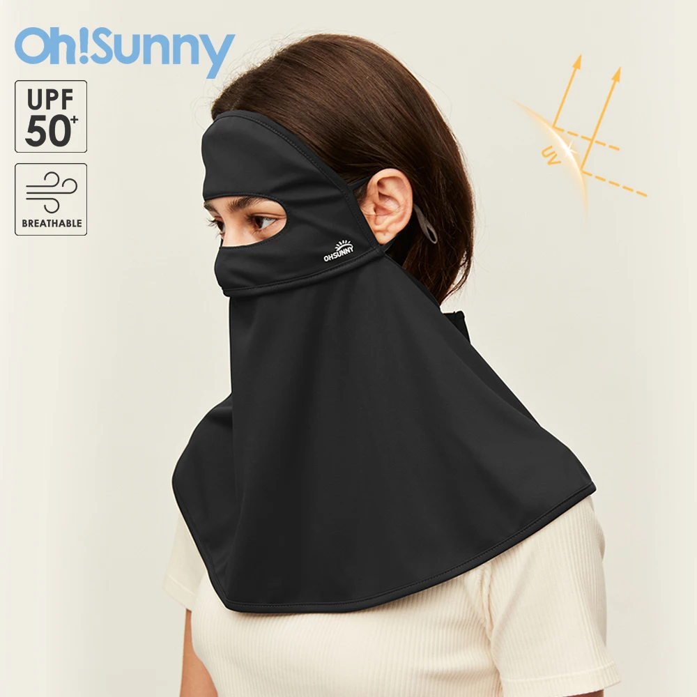 

OhSunny Women Sun Protection Face Cover Breathable Scarf Neck Shoulder Flap Wraps Anti-UV UPF50+ for Cycling Sunscreen Shawl