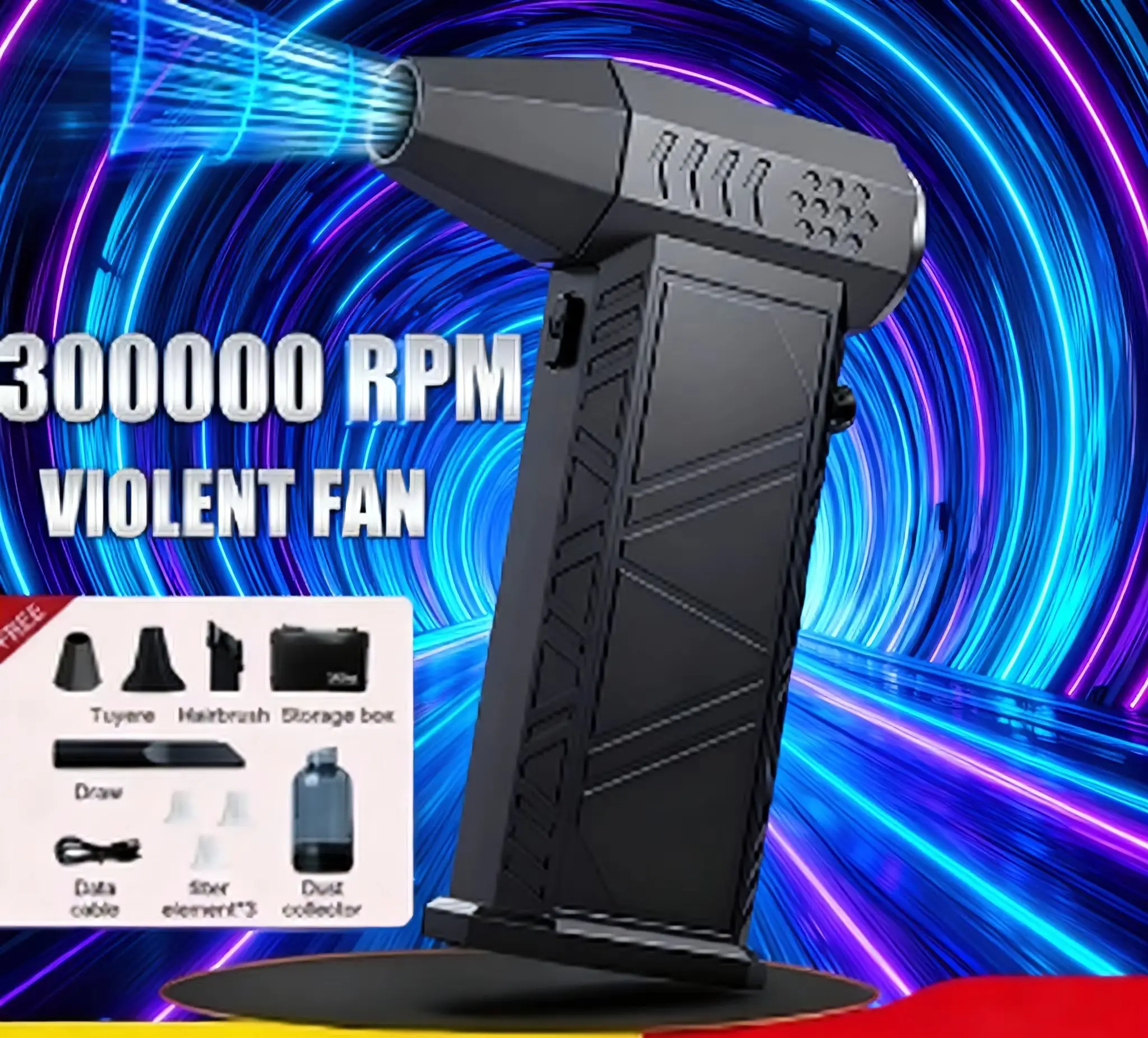 ⚡   Wiatrak turbojetowy X9 Violent |   Bezprzewodowy odkurzacz i sprężarka powietrza 2w1 o prędkości 300 tys. obr./min!