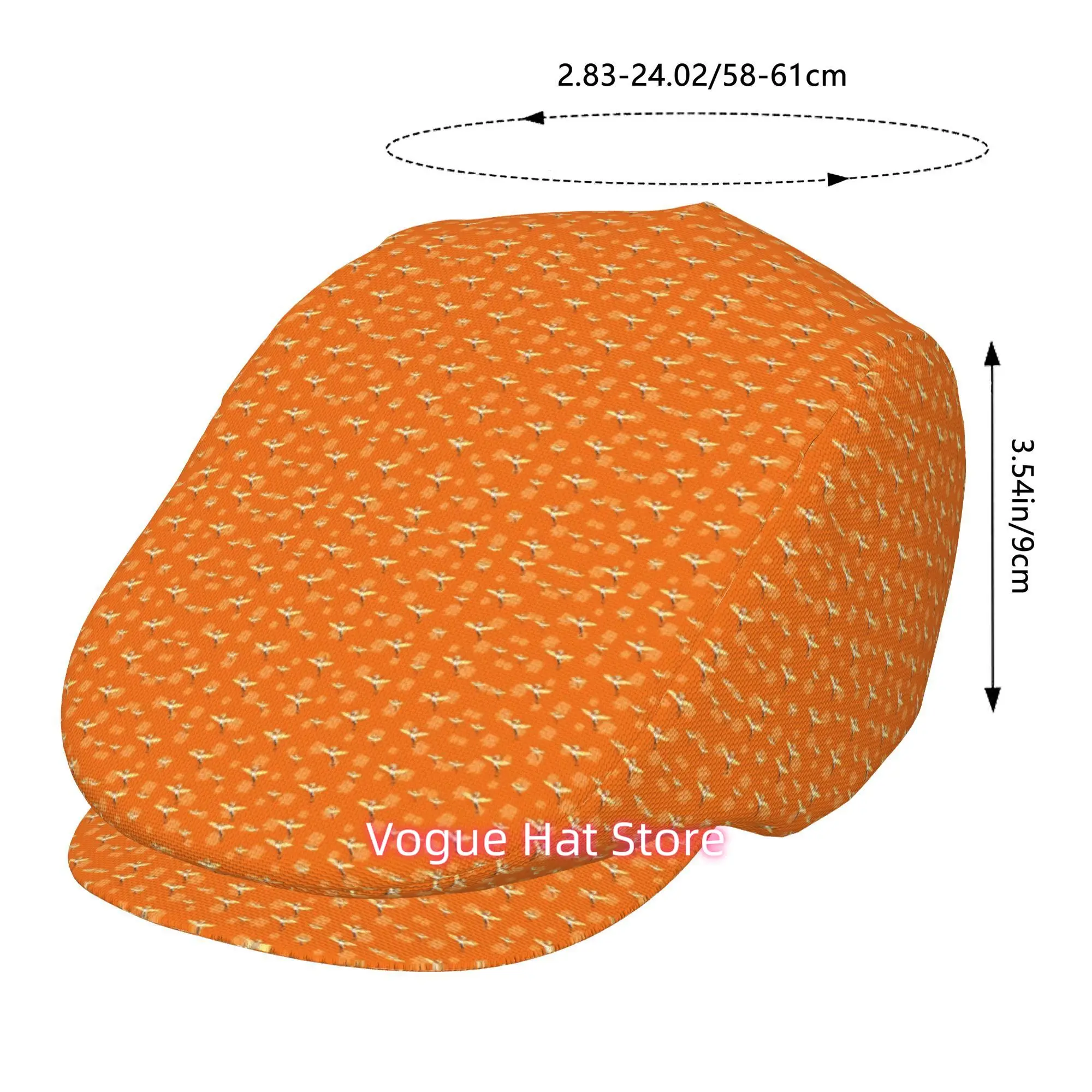 1pc Orange Flying Bird Pattern for all-Over Printed Beret, Retro Newsboy Cap, Unisex, a Must-Have Fashion Accessory for Outdoor