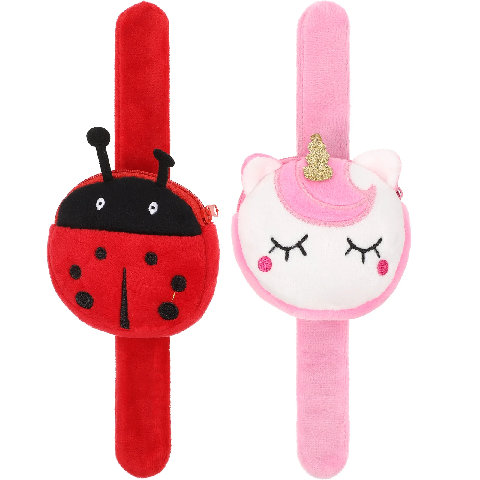 2 Pcs Ring Coin Purse Child Bracelets Plush Wristband Cloth Snap