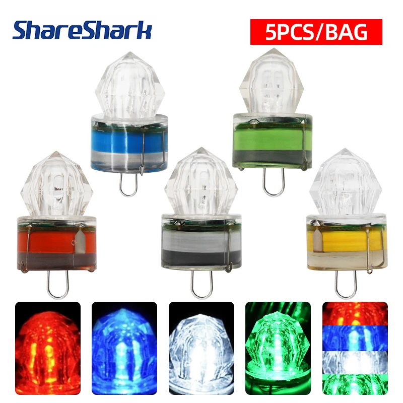 

ShareShark 5pcs LED Fishing Lamp Underwater Diamond Shape Flash Light Attracting Squid Fishing Lure Tackle Fishing Tools