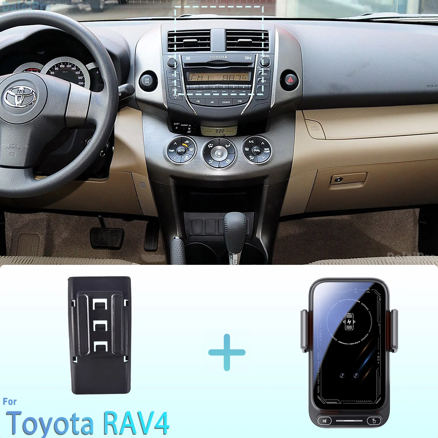 Projetado para toyota rav4 rav 4 2009-2012 suporte de telefone carro montagem magnética detecção inteligente carregamento sem fio liberação de um toqu