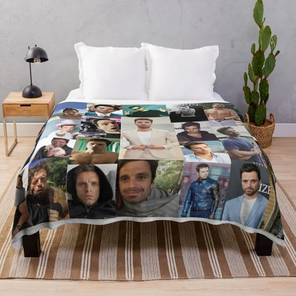 Sebastian Stan Collage Throw Blanket Blankets Sofas Of Decoration Designers Blankets