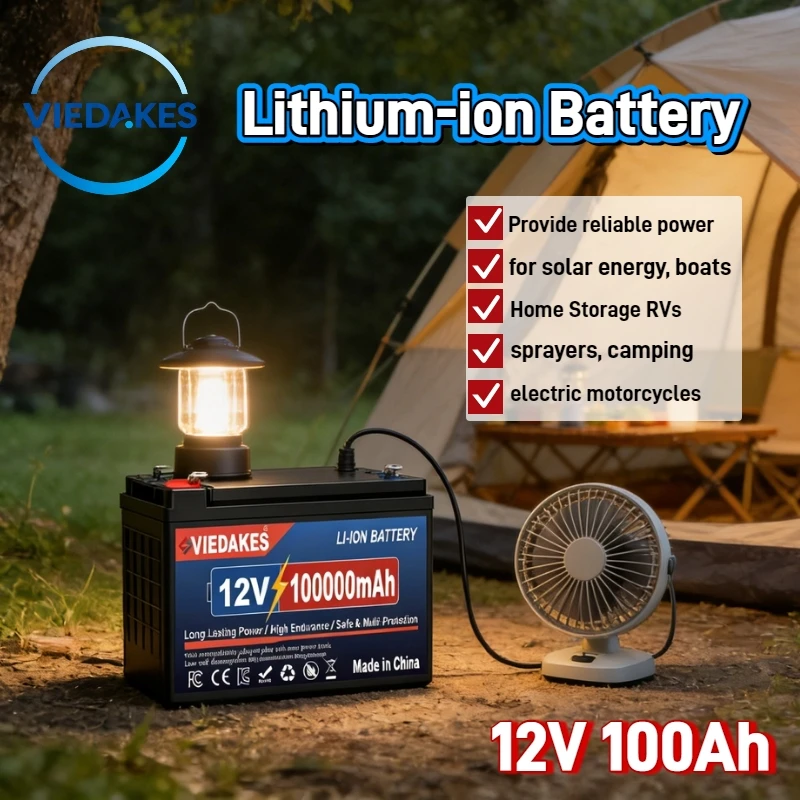 

100Ah Deep Cycle 12V LiFePO4 Battery - Compact Design for Camping RV Solar Boat Electric Wheelchair Trolling Motor