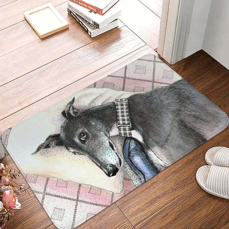 Greyhound Doormat Mat Anti-Slip Whippet Sighthound Dog Bathroom Kitchen Rug Carpet 40*60cm Toilet Living Room Entrance Footpad