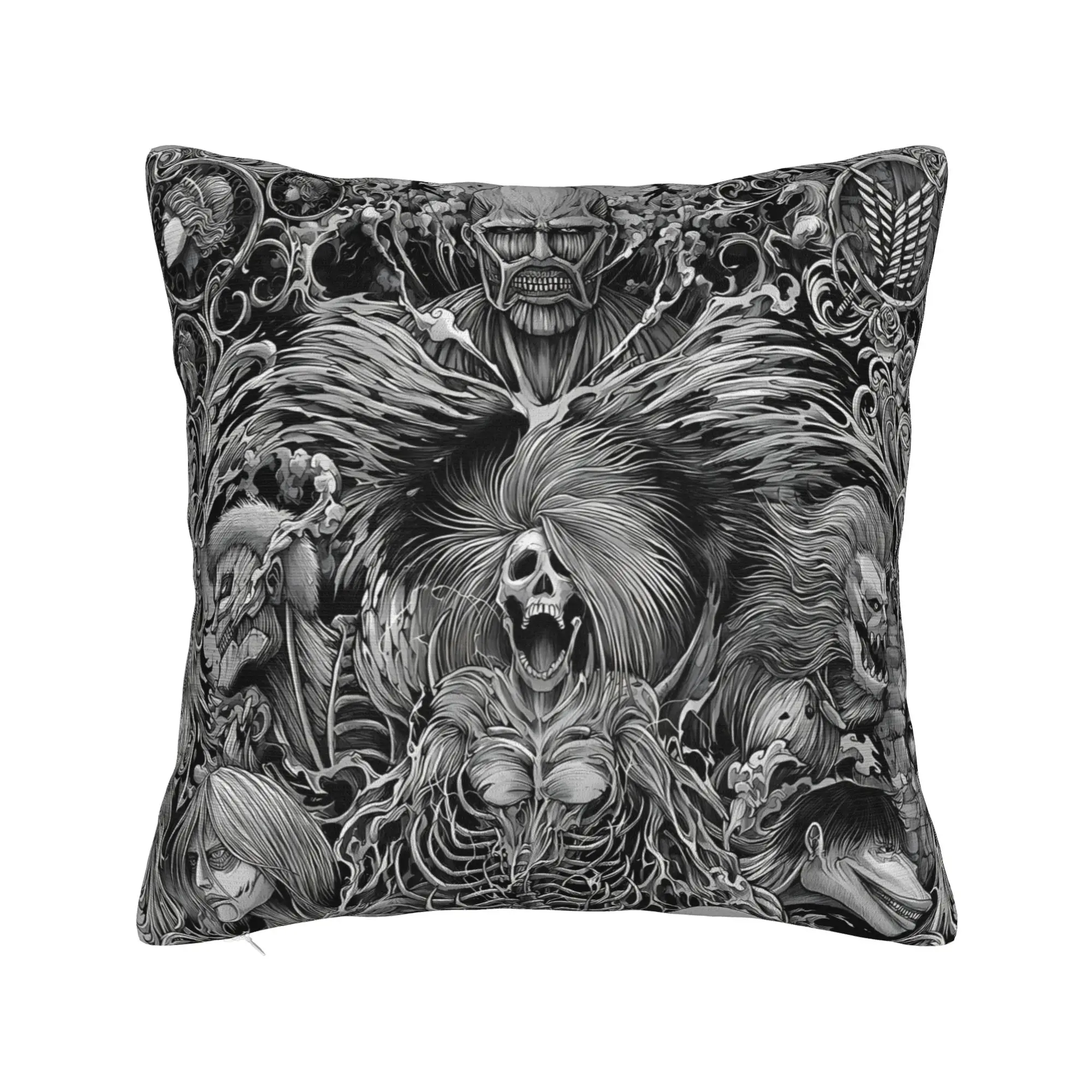 Attacks on Titans Pillow Case  Soft Pillow Cover Vintage Pillowcases For Chair Sofa Home Decor