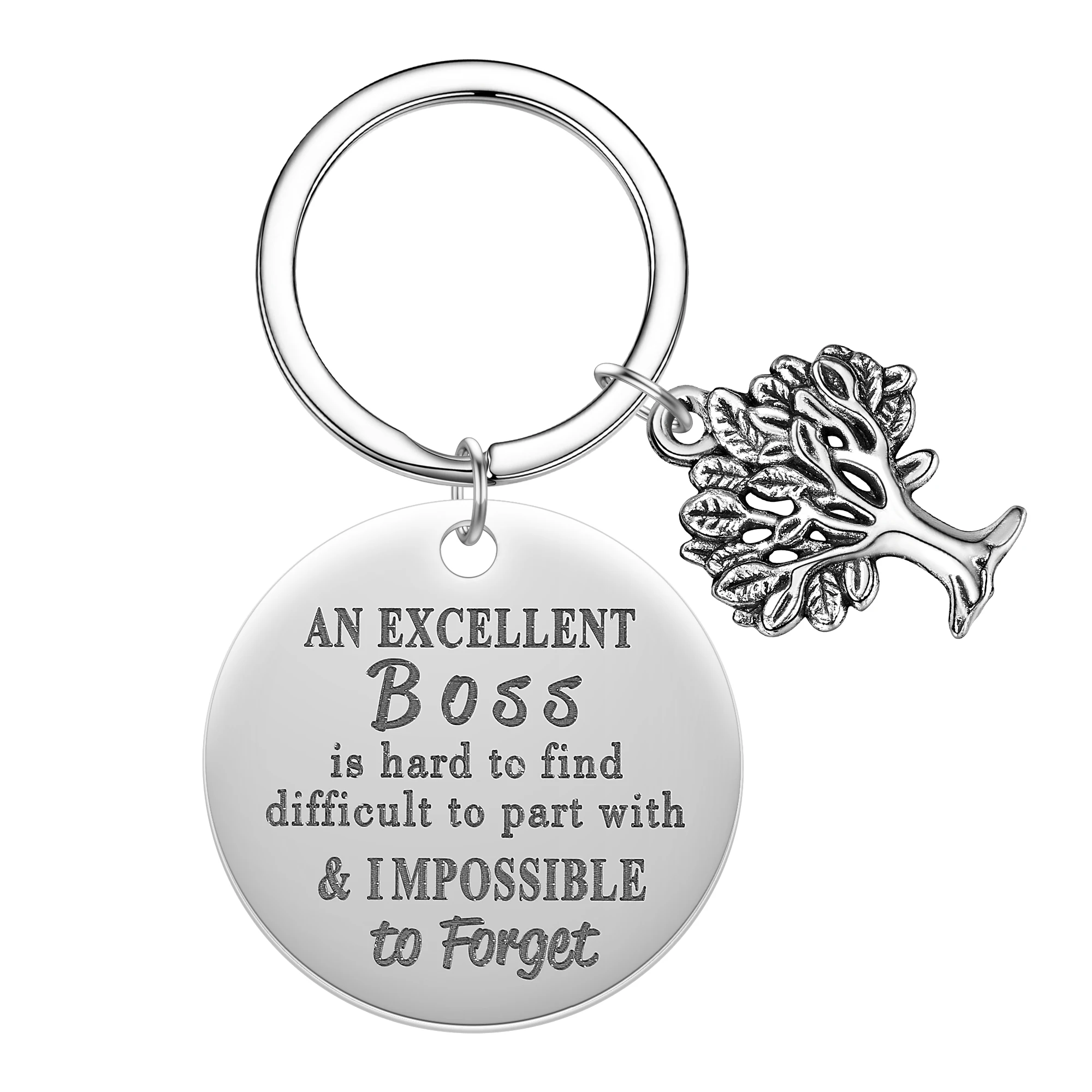 Boss Day Gifts Keychain An Excellent Boss Is Hard To Find Key Chains Stainless Steel Metal Pendant Keyring Retirement Gift