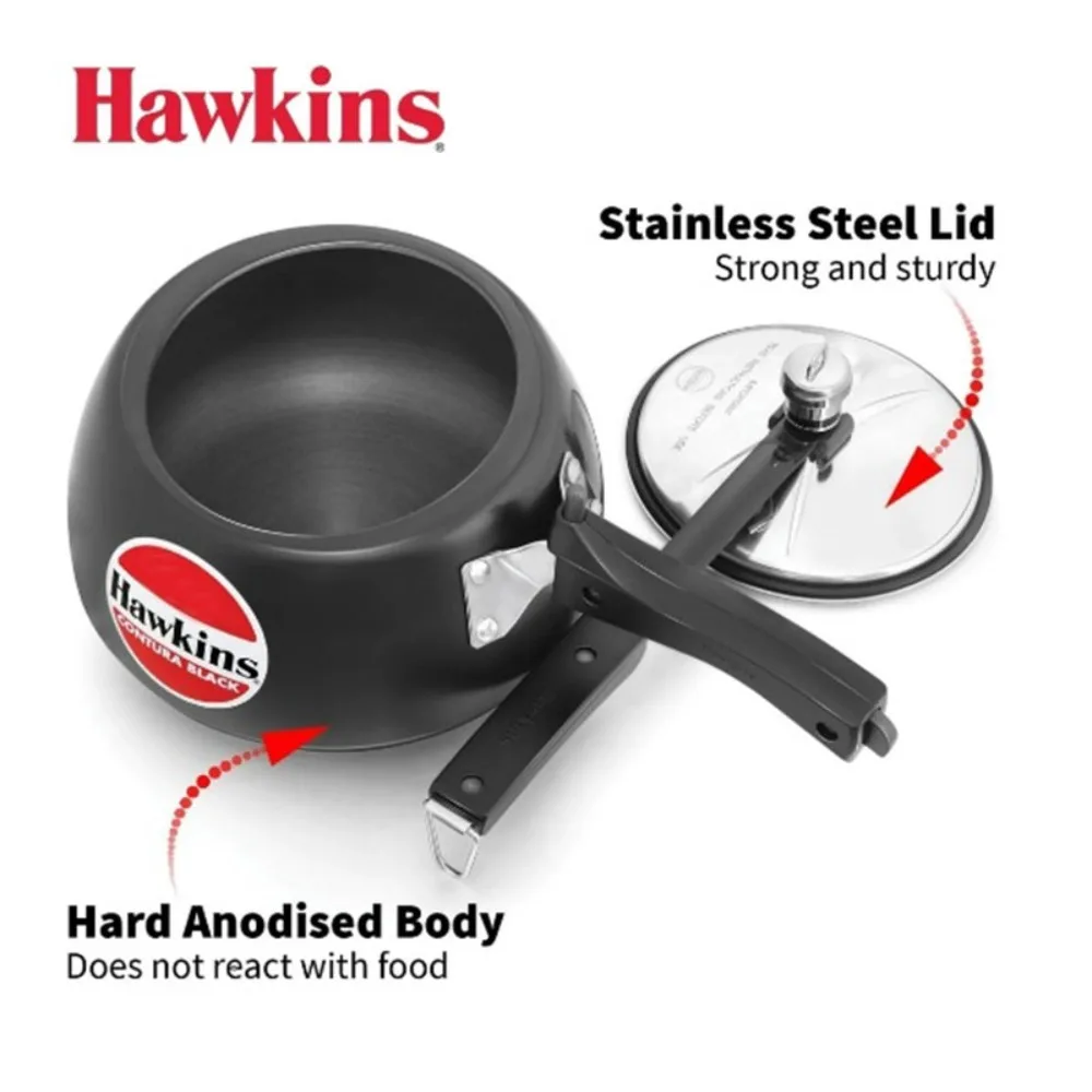 

2025 Hawkins CB35 Hard Anodised Pressure Cooker, 3.5-Liter, Contura Black