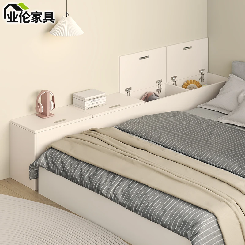 Cream wind bedside locker storage  backrest crevice cabinet storage locker