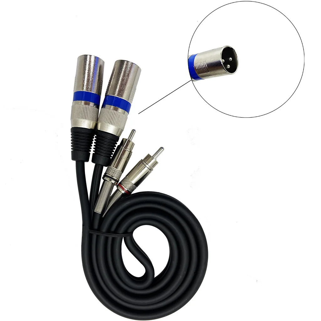 Dual XLR Male / Female To Dual RCA Male Audio Line Black Audio Cable Adapter Wire for Microphone Mixer Headphone Amplifier