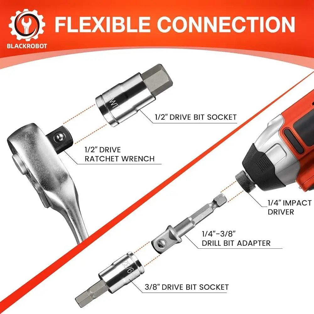 34 шт. набор шестигранных головок с адаптерами 1/4 3/8 1/2, метрический стальной футляр для хранения инструментов SAE
