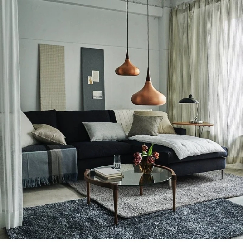 Nordic style minimalist tempered glass transparent round coffee table small apartment light luxury household living room table