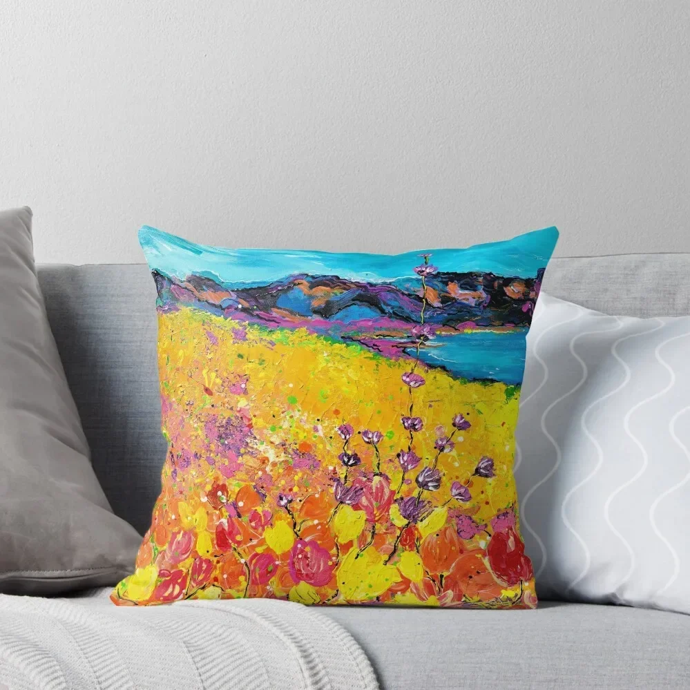 Californian hills - Lake Elsinore flower fields. Throw Pillow Couch Pillows Bed pillowcases Sofa Pillow Cover pillow