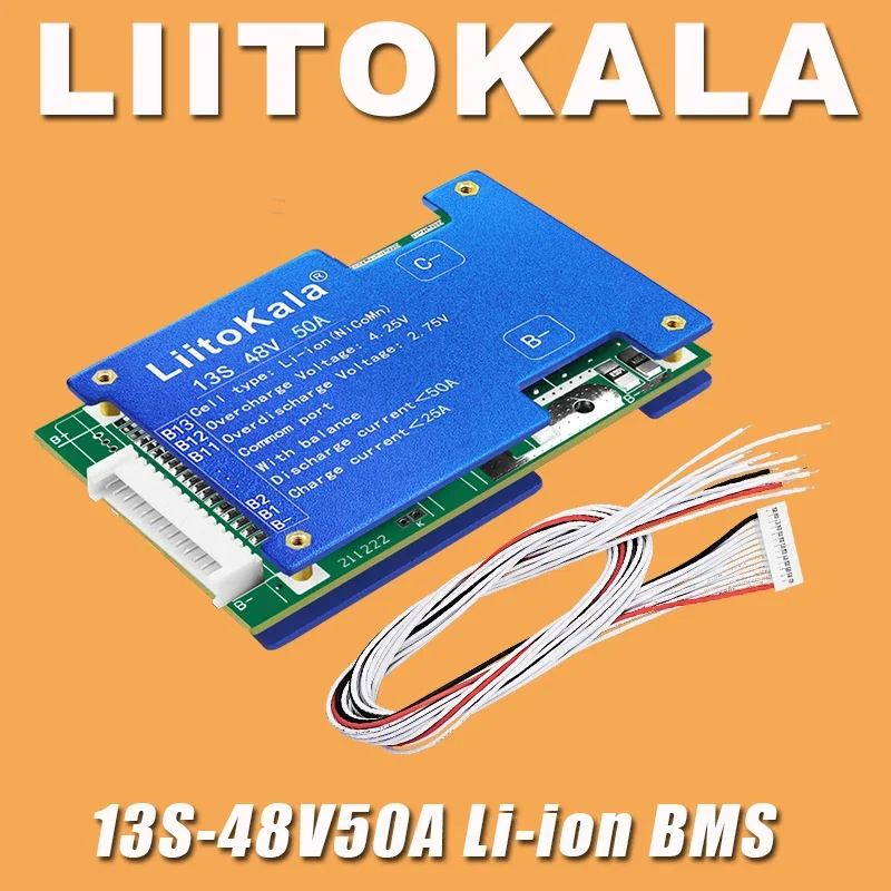 LIitoKala 10S/13S/16S/20S 36V 48V 60V 72V 20A/30A/50A بطارية ليثيوم BMS بطارية ليثيوم أيون حزمة لوح حماية التوازن