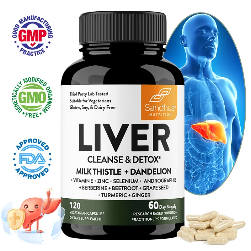 Sandhu Liver Cleanse Detox Restoration Support Milk Thistle Dandelion Root with 9 Minerals