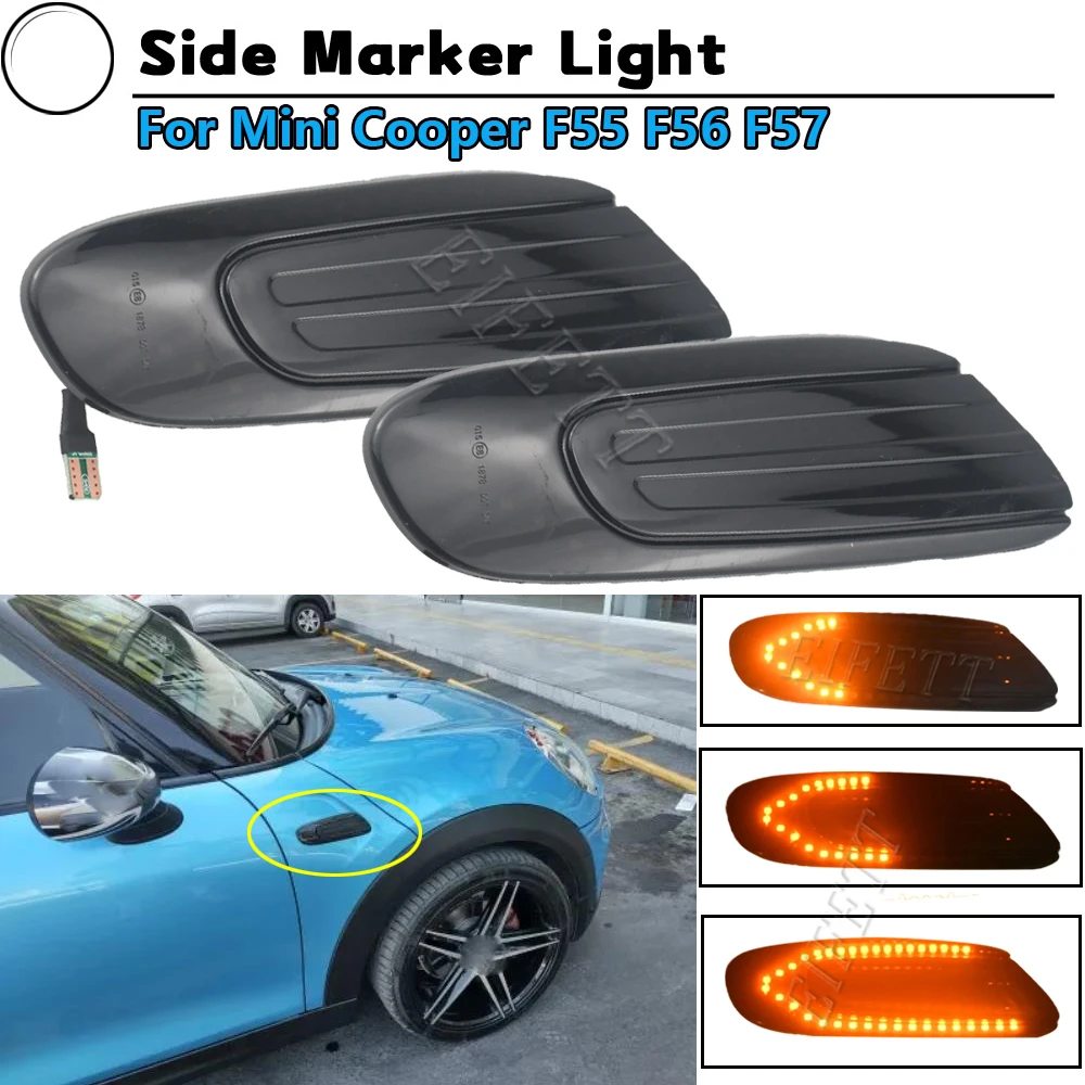 

For Mini Cooper F56 F57 Dynamic Led Side Repeater Indicator Lights For Mini Cooper F55 Flowing Side Marker Signal Lamps Lights