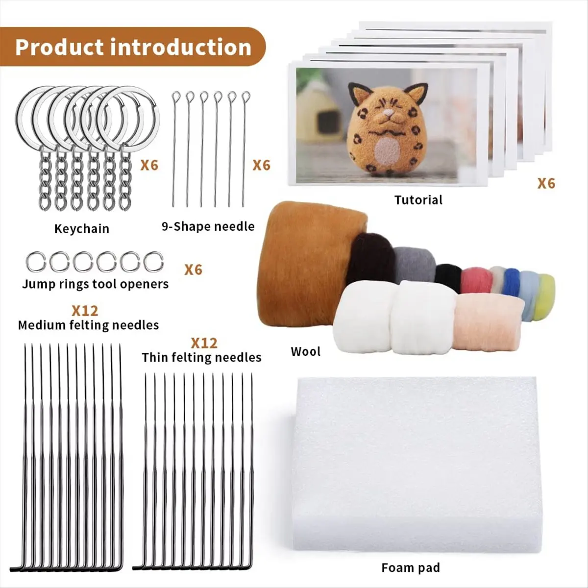 *ABAB Needle Felting Kit Wool Felting Kit Craft Kit Needle Felting Supplies with Felting Needles,Felting Pad,Instructions Tool