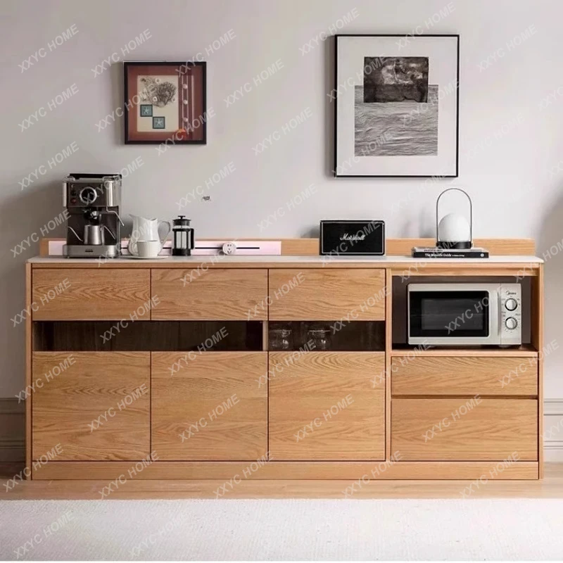 Living room, bedroom storage cabinet rock slab solid wood dining side cabinet integrated wall storage cabinet household