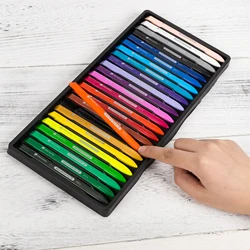 Deli-pasteles de aceite de 24 colores con caja de plástico, lápiz de colores, pasteles de aceite, lápiz de cera de Color, lápiz de pintura, regalo para niños
