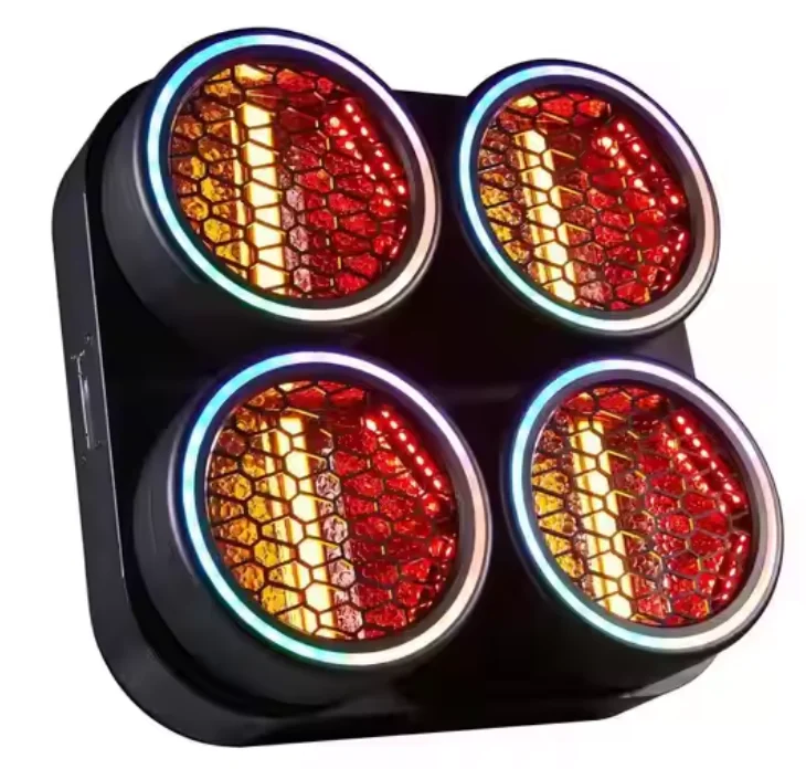 Оптовая цена 4 глаза 50 Вт светодиодный COB ретро светильник с кольцом Dmx512 RGB Blinder сценическое освещение для диско-бара ночного клуба