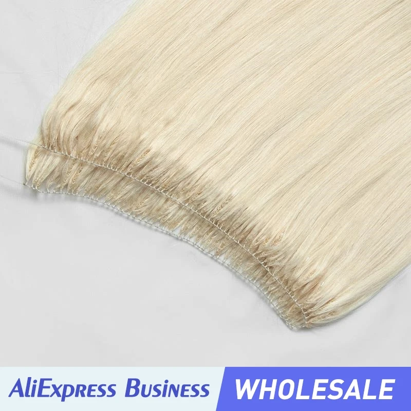 Wholesales Invisible Feather Tip Hair Bundles Extensions Straight Blonde Bundles Human Hair Sew In Microrings Hair Weft 50cm