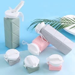 Collapsible Water Bottle with Leakproof Valve, Reusable Silicone Water Bottle for Travel, Gym, Camping, Sport